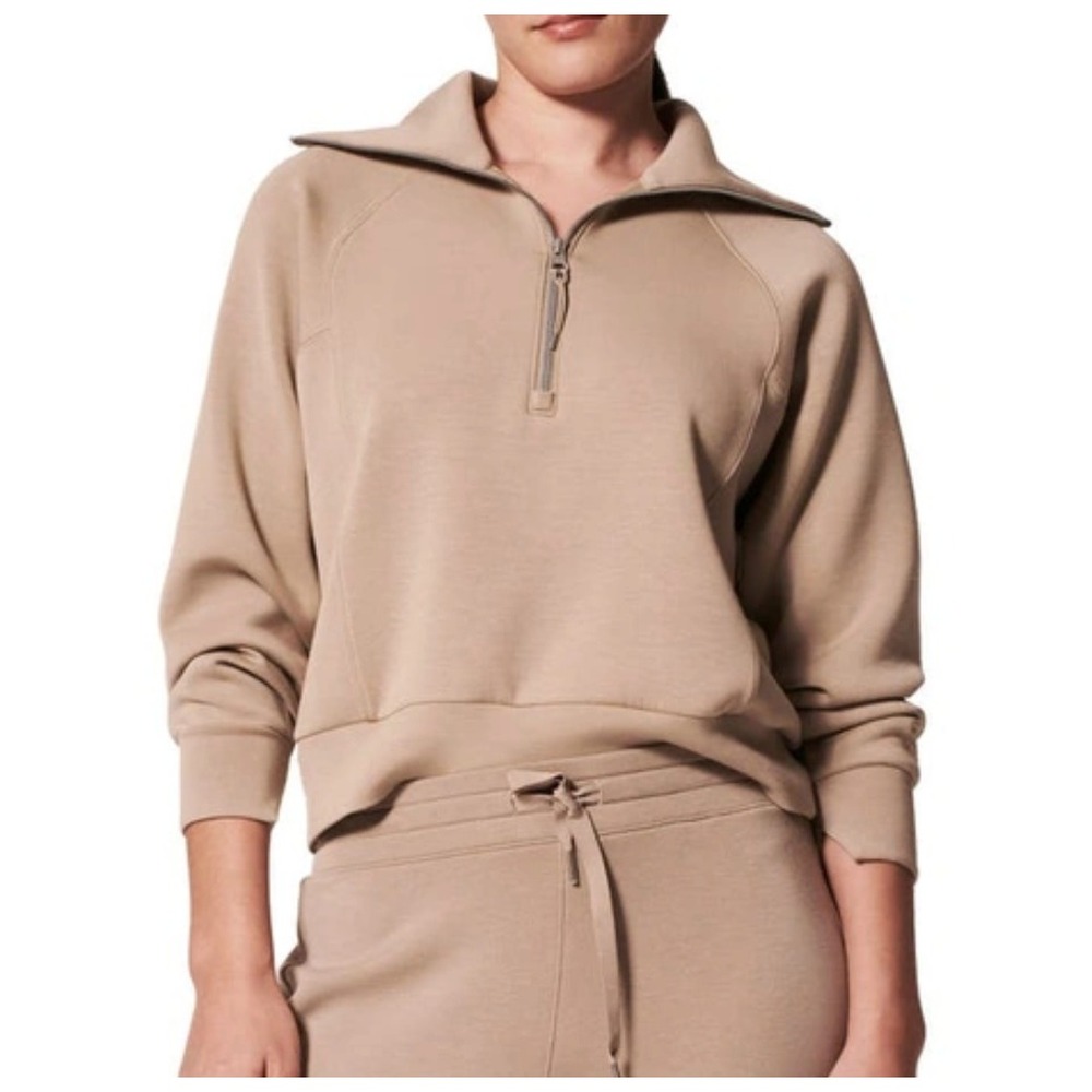 Spanx AirEssentials Half Zip Sweatshirt Women 2X Fawn Tan Pullover 50346R
